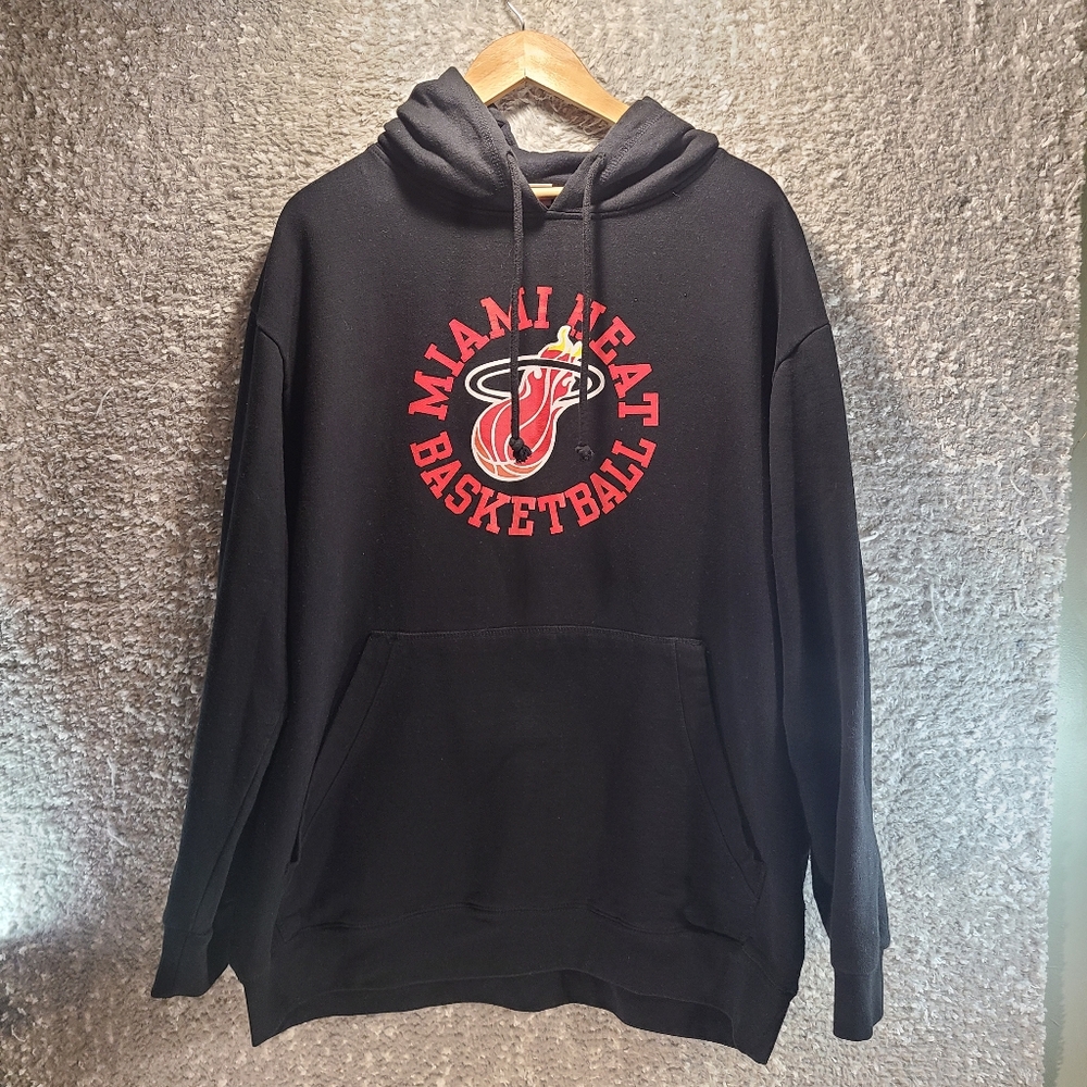 Mitchell & Ness Basketball Miami Heat Hoodie Sweater Black Size XXL Cotton Blend